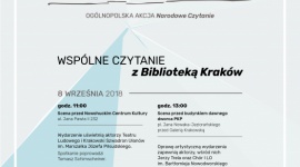 Wspólne czytanie z Biblioteką Kraków przed Galerią Krakowską LIFESTYLE, Książka - 8 września o godzinie 13:00 na scenie przed Galerią Krakowską odbędzie się tegoroczna edycja Narodowego Czytania.